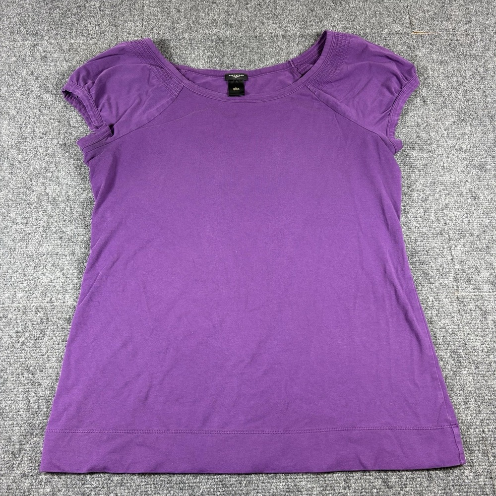 Ann Taylor Top - Purple Cap Sleeve Shirt - Women's Size Large Stretch